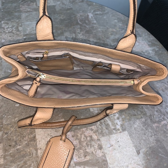 COLE HAAN Pebbled Leather Bag Top Handle Medium Satchel Luxe Neutral Early 2010s - Picture 10 of 14